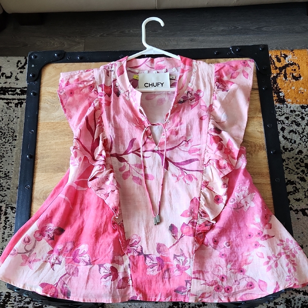 CHUFY Pink Floral Cotton Top